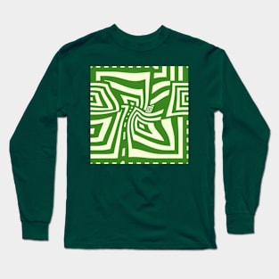 Warped Funky Green Neo Geo Square Pattern Long Sleeve T-Shirt